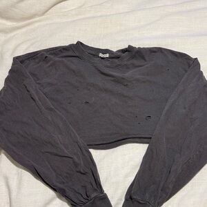 Garage Charcoal distressed long  Sleeve Top